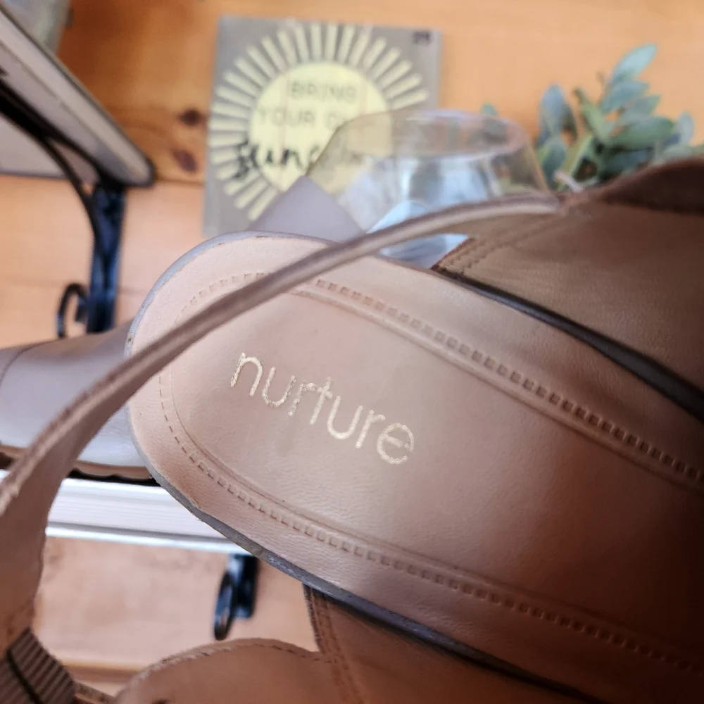 Nurture Mylene Leather Espadrille Jute Wedge Heel Sandals Slingback Open Toe 7 M